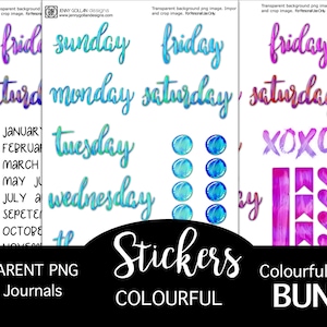 Digital Journal Stickers Painted Days Hand Lettered Bundle DigiBujo