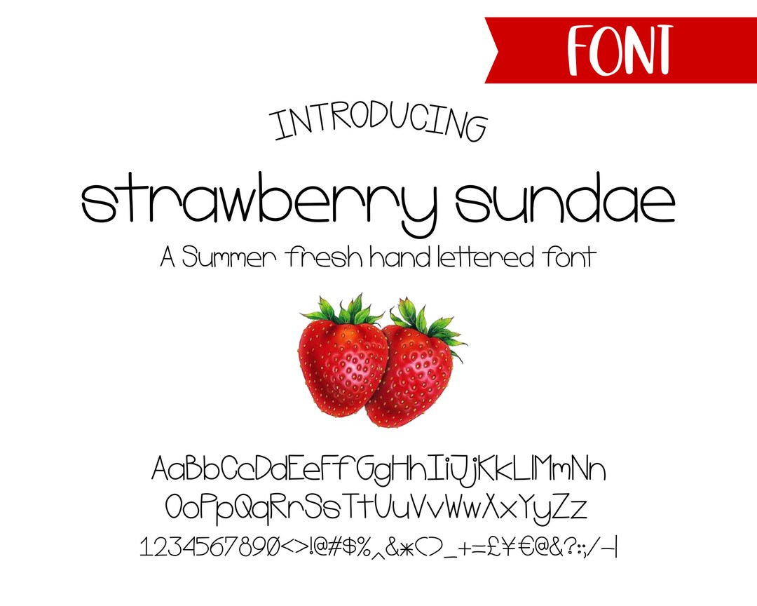 Sundae Lettering Hand Lettered Font Strawberry Sundae for Digital Planners Ios Android ...