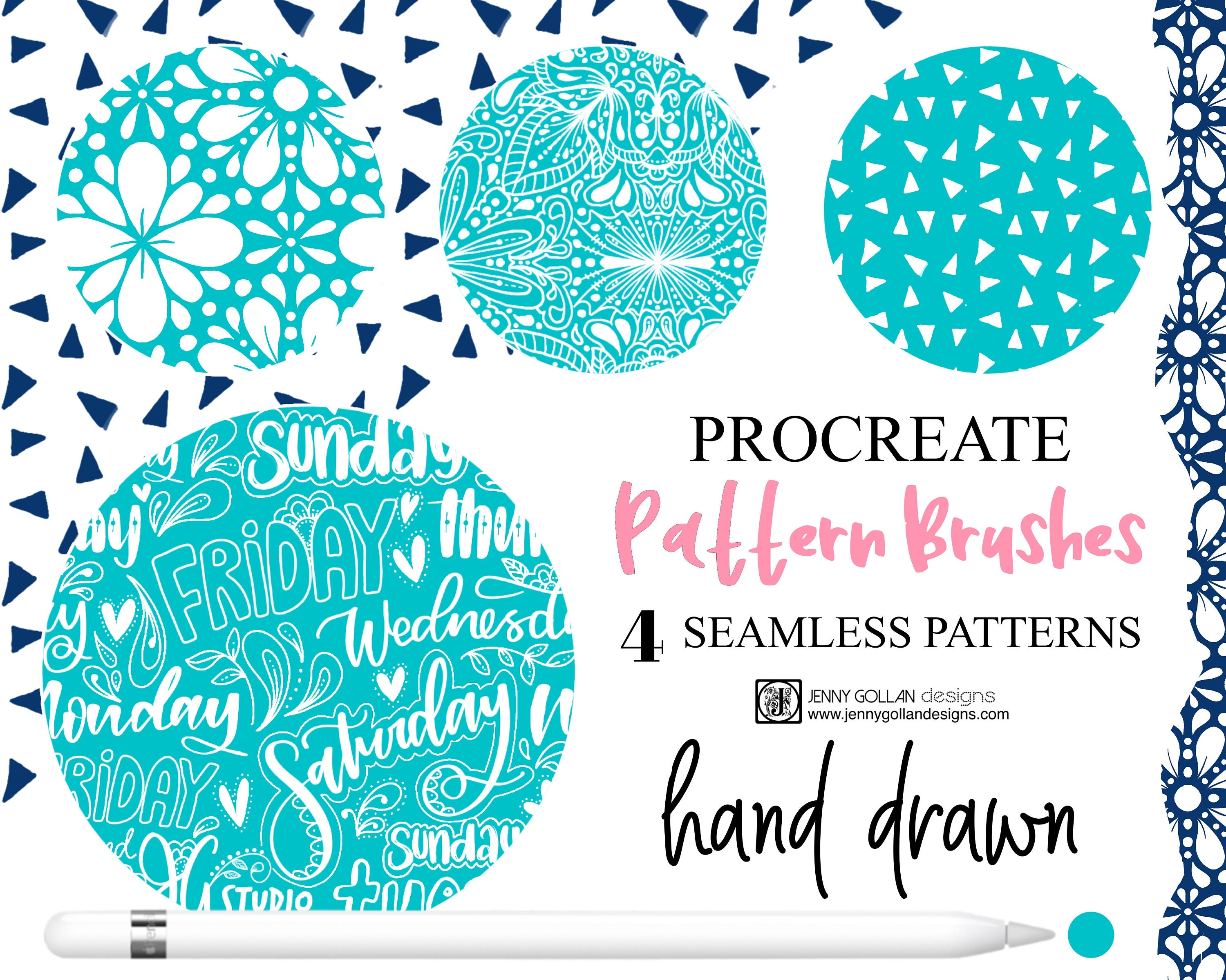 Procreate Brushes Seamless Pattern Brush Bundle Hand Drawn 4 - Etsy