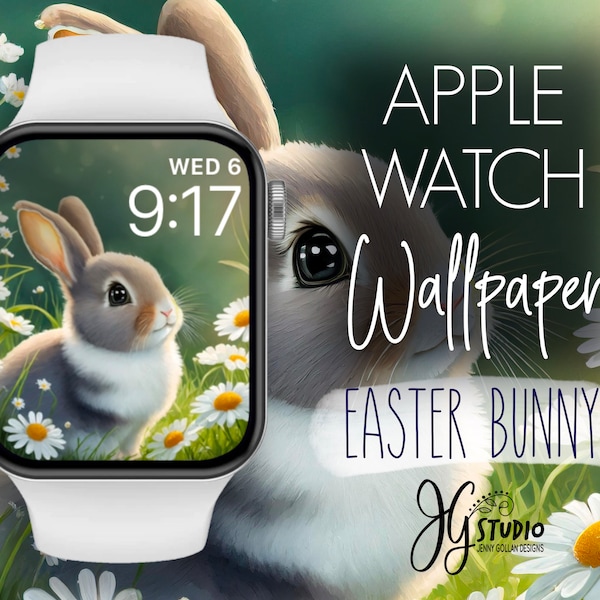 Easter Bunny Apple Watch Wallpaper Original Art for your Apple Watch Face | Spring Wallpaper