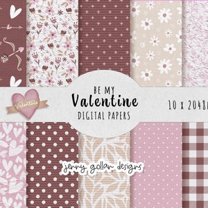 Be My Valentine デジタルペーパーコレクション デジタルプランニングとプロクリエイトのためのオリジナルパターン10種 2048 x 2048 正方形