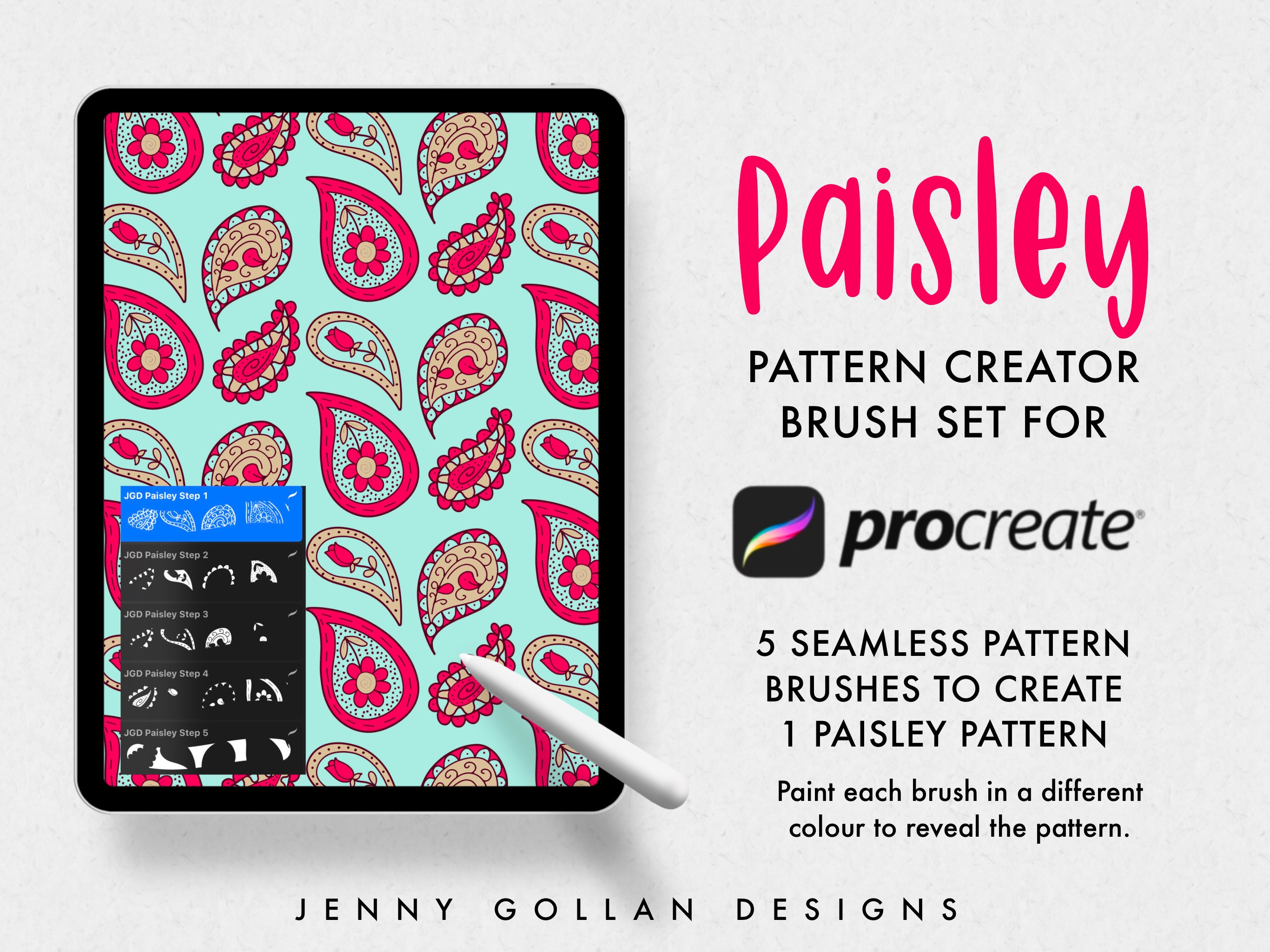 Procreate Paisley Pattern Creator 5 Brushes to Create an Etsy Australia