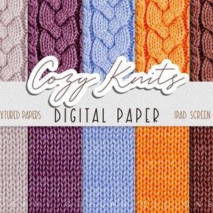 Cozy Knits Digital Paper Collection 10 Pattern Papers for Digital Planning Digital Scrapbooking Procreate Lettering
