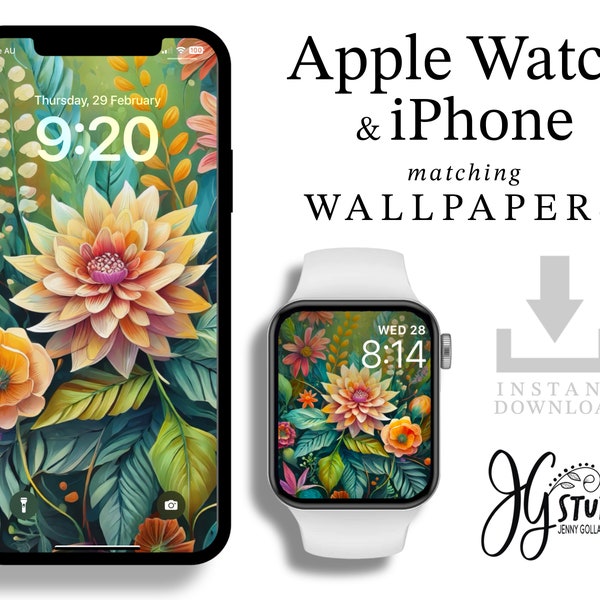 Apple Watch Wallpaper and iPhone Wallpaper matching set | Dream Garden Original Art | Stunning and Colourful