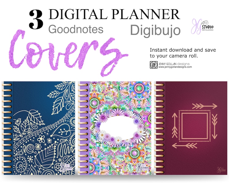 Digital Planner Covers for GoodNotes Boho Designs 3 Vertical | Etsy