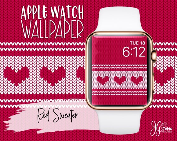 Sfondi Natalizi Apple.Apple Watch Sfondo Natale Maglione Rosso Cuori Originale Arte Etsy