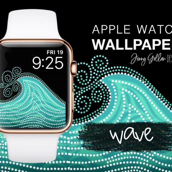 Apple Watch Wallpaper Turquoise Wave Original Art for your Apple Watch Face