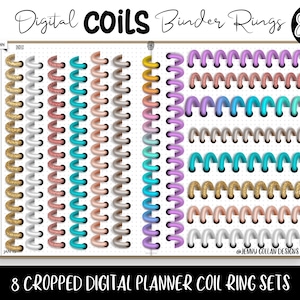 Digital Planner Rings Coil Rings Binder Rings Personal and Limited Commercial Use 8 Cropped Sets DigiBujo