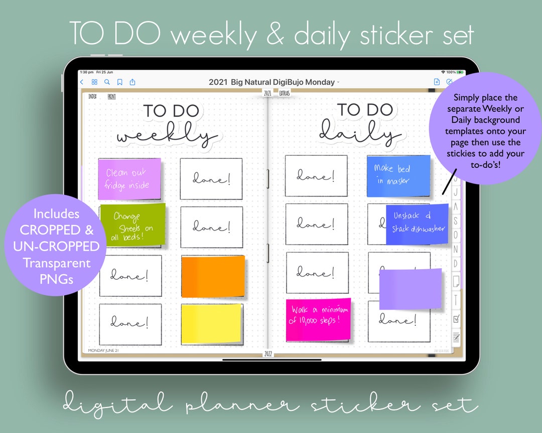 Cropped Digital Planner to Do Stickers Transparent PNG Images ...