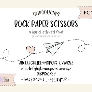 Hand Lettered Font Rock Paper Scissors for Digital Planners iOS Android and Computers