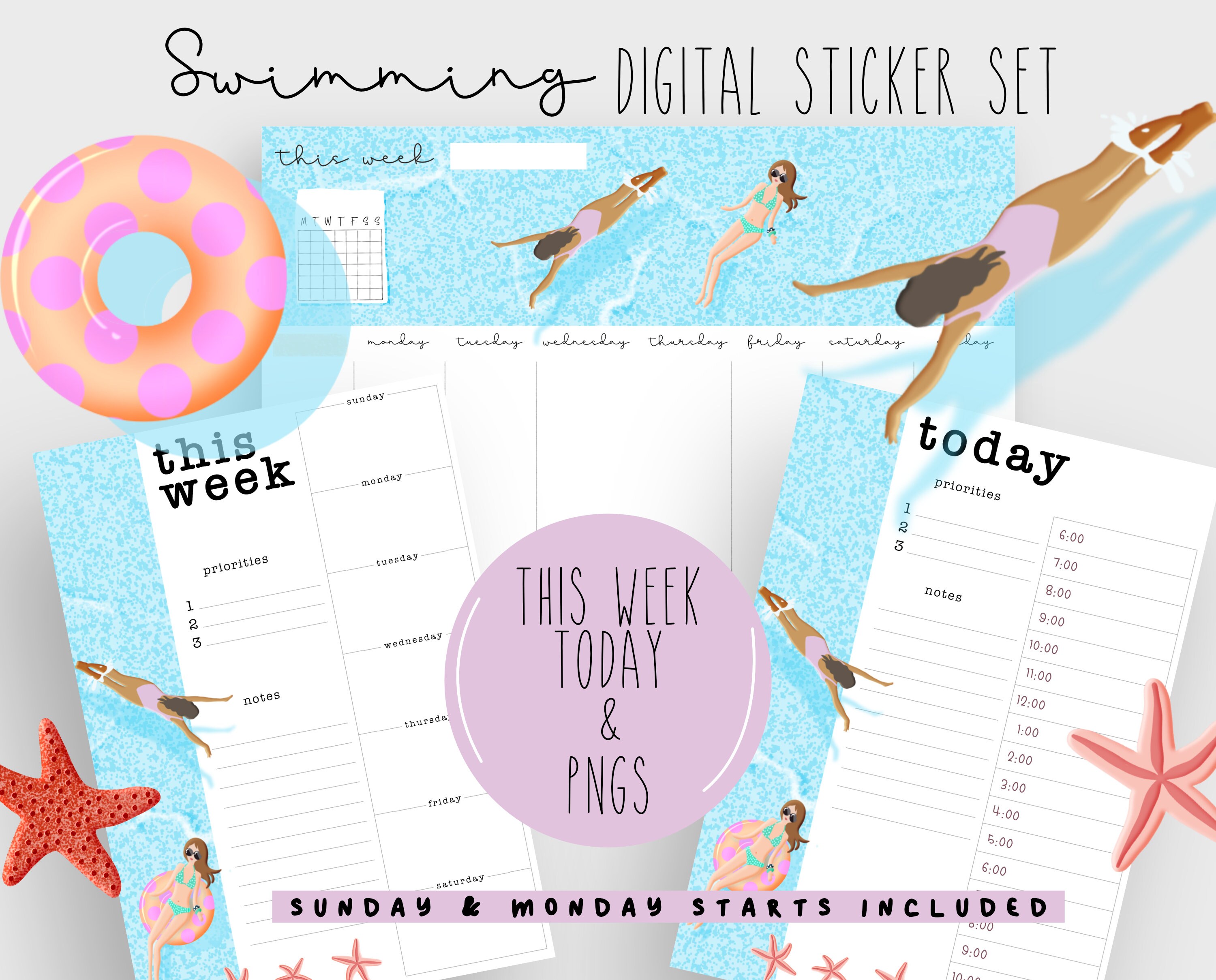 Swimming Digital Stickers Transparent Png Weekly Daily and Bonus ...