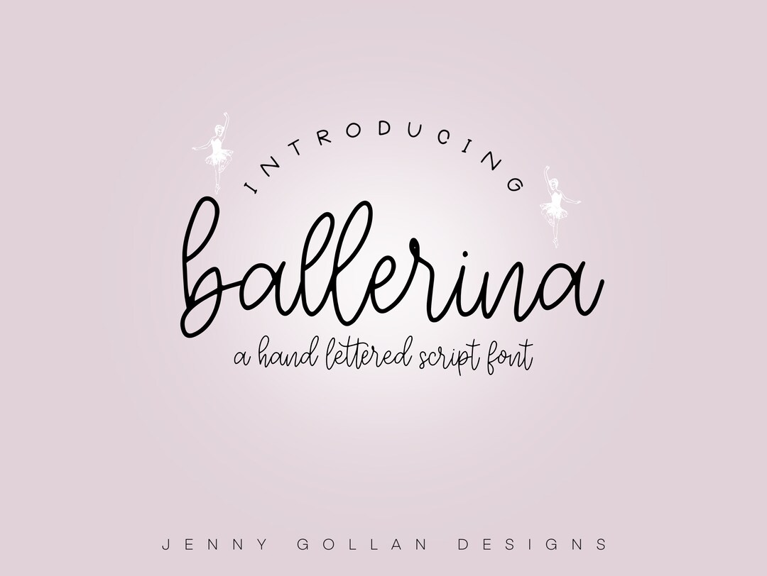 Hand Lettered Script Font Ballerina With All Letters Numbers and ...