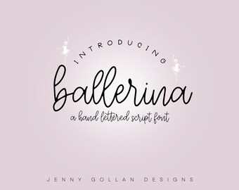 Hand Lettered Script Font Ballerina with All Letters Numbers and Punctuation Modern Calligraphy Digital Planner