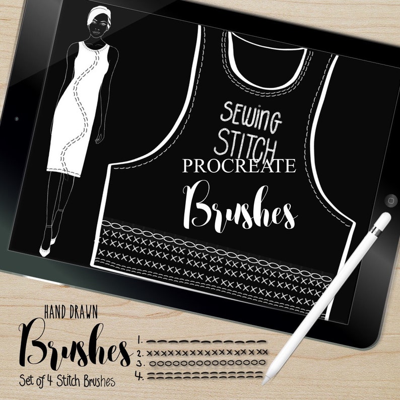 Procreate Brushes Ipad Sewing Stitch Brushes Set Etsy