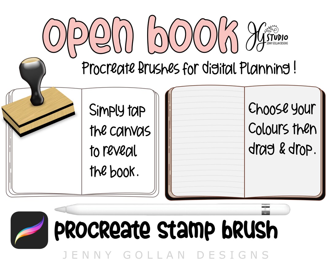 Procreate Brush Open Book Stamp to Colour and Save for Your Digital ...