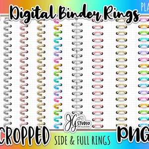 Digital Planner Rings Rainbow Assorted Bundle Personal and Commercial Use Transparent Png binder rings