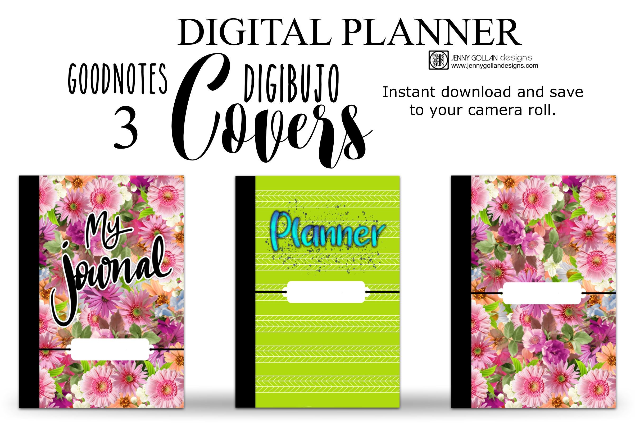 Digital Journal Covers for iPad GoodNotes Floral and Lime Etsy