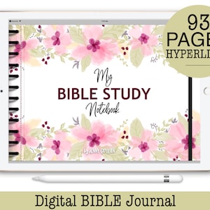 Digital Bible Study Journal Notebook for GoodNotes with Hyperlinks Feminine Floral NOW With Clickable Link to Online Bible