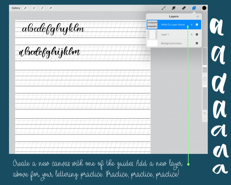 Procreate Hand Lettering Brushes and Guides Templates Bundle Etsy