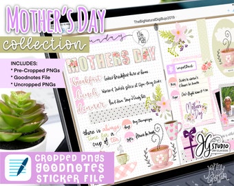 Cropped Digital Planner Stickers Mother’s Day Digital Bullet Journal Goodnotes Xodo Noteshelf Procreate or Any Digital Planner