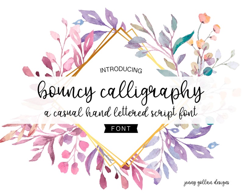 Hand Lettered Script Font Bouncy Calligraphy With All Numbers Etsy