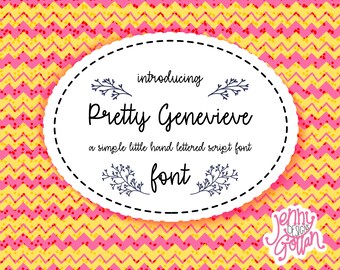 Hand Lettered Script Font Pretty Genevieve with All Numbers and Punctuation