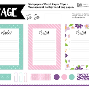 Digital Planner Stickers Note Papers Washi Paper Clips Dots Uncropped