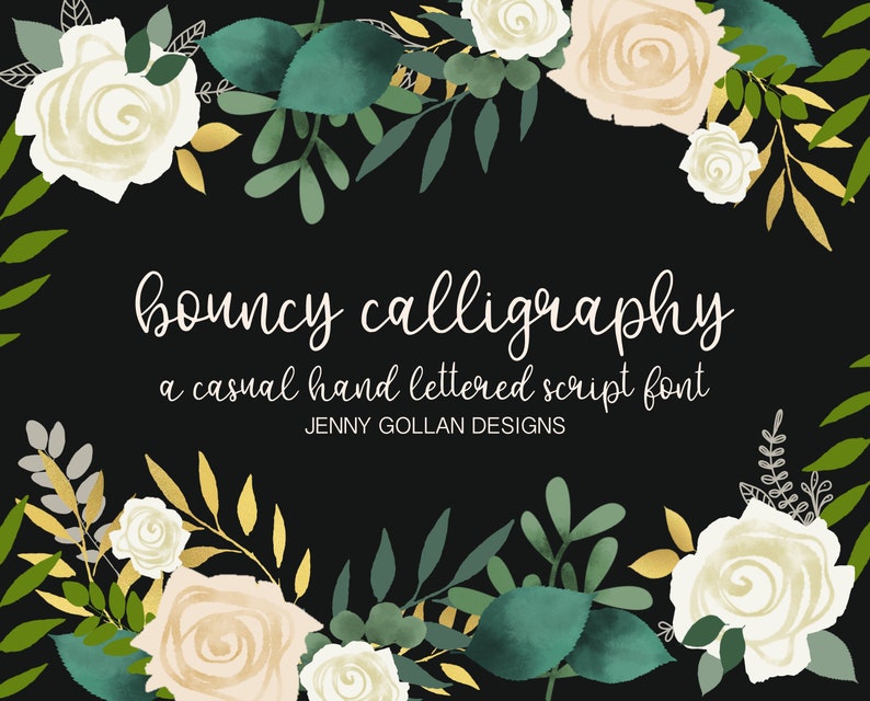 Hand Lettered Script Font Bouncy Calligraphy With All Numbers Etsy