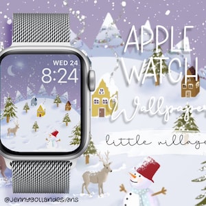 Little Village Winter Christmas Apple Watch Wallpaper Instant Download Art for your Apple Watch