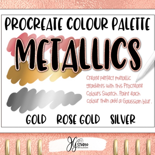 Procreate Farbpalette Gold Silber Rosegold Metallic Farbverläufe für die Procreate App nur auf dem iPad