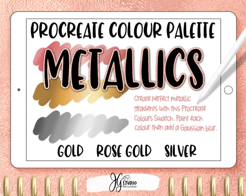 Procreate Colour Palette Gold Silver Rose Gold Metallic image 0