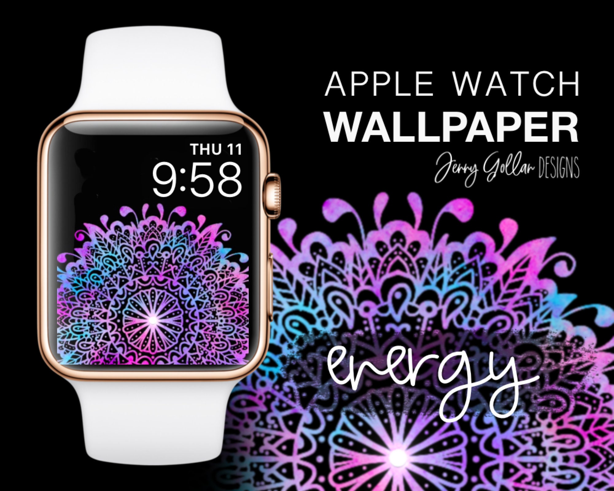 Apple Watch Wallpaper Energy Mandala Watch Face Etsy