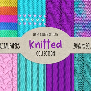 Knitted Digital Paper In 8 Vibrant Patterns for Digital Planning Procreate Lettering and Art Design Procreate Square Size