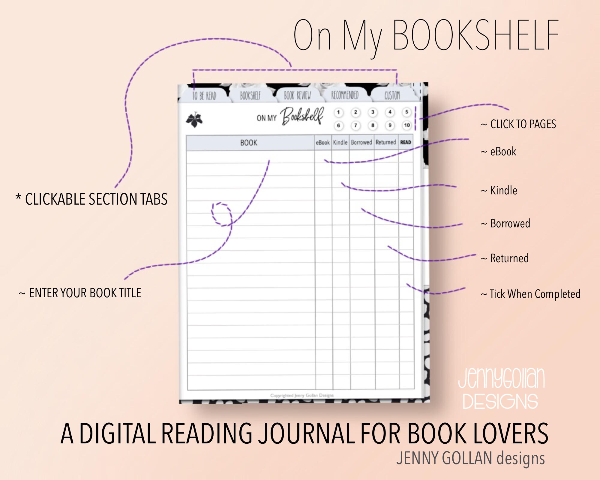 Digital Reading Journal Digibooklover Digital Book Journal on Etsy