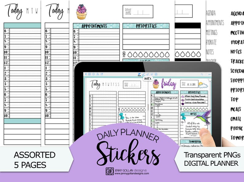 Digital Journal Stickers Daily Planner Bundle DigiBujo image 1