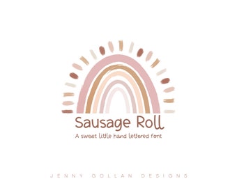 Hand Lettered Font Sausage Roll Font includes Alphabet Numbers Punctuation Ligatures English French German Spanish Italian