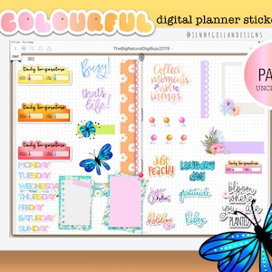 Digital Planner Stickers Colourful Butterfly Assorted PNG Bundle Uncropped