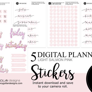 Digital Planner Stickers Bundle Salmon Pink Digital Journal Designer Collection Uncropped