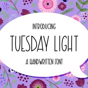 Font scritto a mano Tuesday Light per iPad Tablet e Computer Digital Planner Typeface
