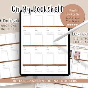 On the Bookshelf Book Tracker Reading Tracker Functional Digital Planner Stickers with Transparent png words