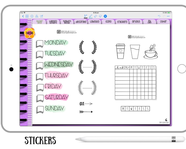 Large Digital Sticker Book for GoodNotes with Hyperlinks Plus Etsy