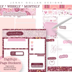 Cropped Digital Planner Stickers Serenity Page Layouts Sticker Image Inserts for Digital Bullet Journals and all digital planners