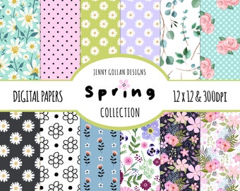 Spring Digital Paper Collection for Your iPad Digital Planner Backgrounds Keynote Page Image Masks and Procreate Hand Lettering or Art