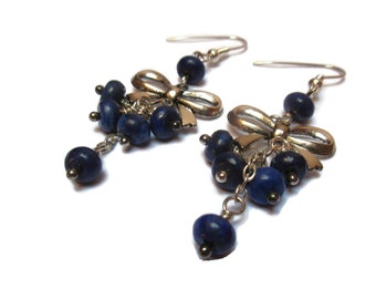 Lapis lazuli earrings / Blue earrings / Beaded earrings /