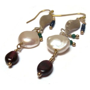 Long earrings / Baroque pearl earrings / Gemstone earrings /