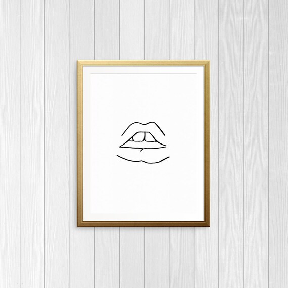 Proste Usta Do Druku Czarno Białe Usta Instant Digital Download Skandynawskich Druku Art Minimalistyczny Druk Art Glam Pokój Drukuj