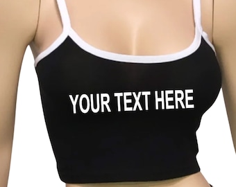 TEXTO PERSONALIZADO Spaghetti Crop top, Camiseta Crop para Mujer, Sexy Summer Top, regalo para ella, Camisa Personalizada, Regalo Fiesta Lencería, Crop Top para Mujeres