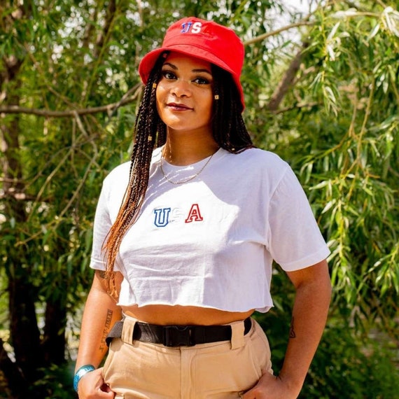 Labor Day Crop Top USA Tshirt Gift for Her Patriotic Gift for 