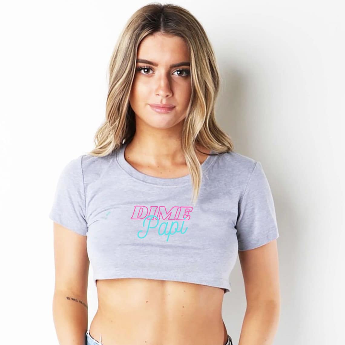 Dime Papi Mini Crop Top Womens Underboob Tee Sexy Underboob Etsy 