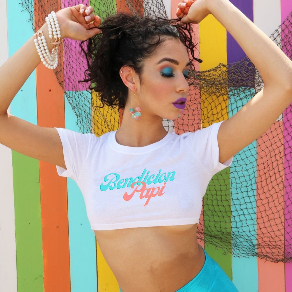 Bendicion Papi Mini Crop Top, Womens Underboob Tee, Sexy Underboob